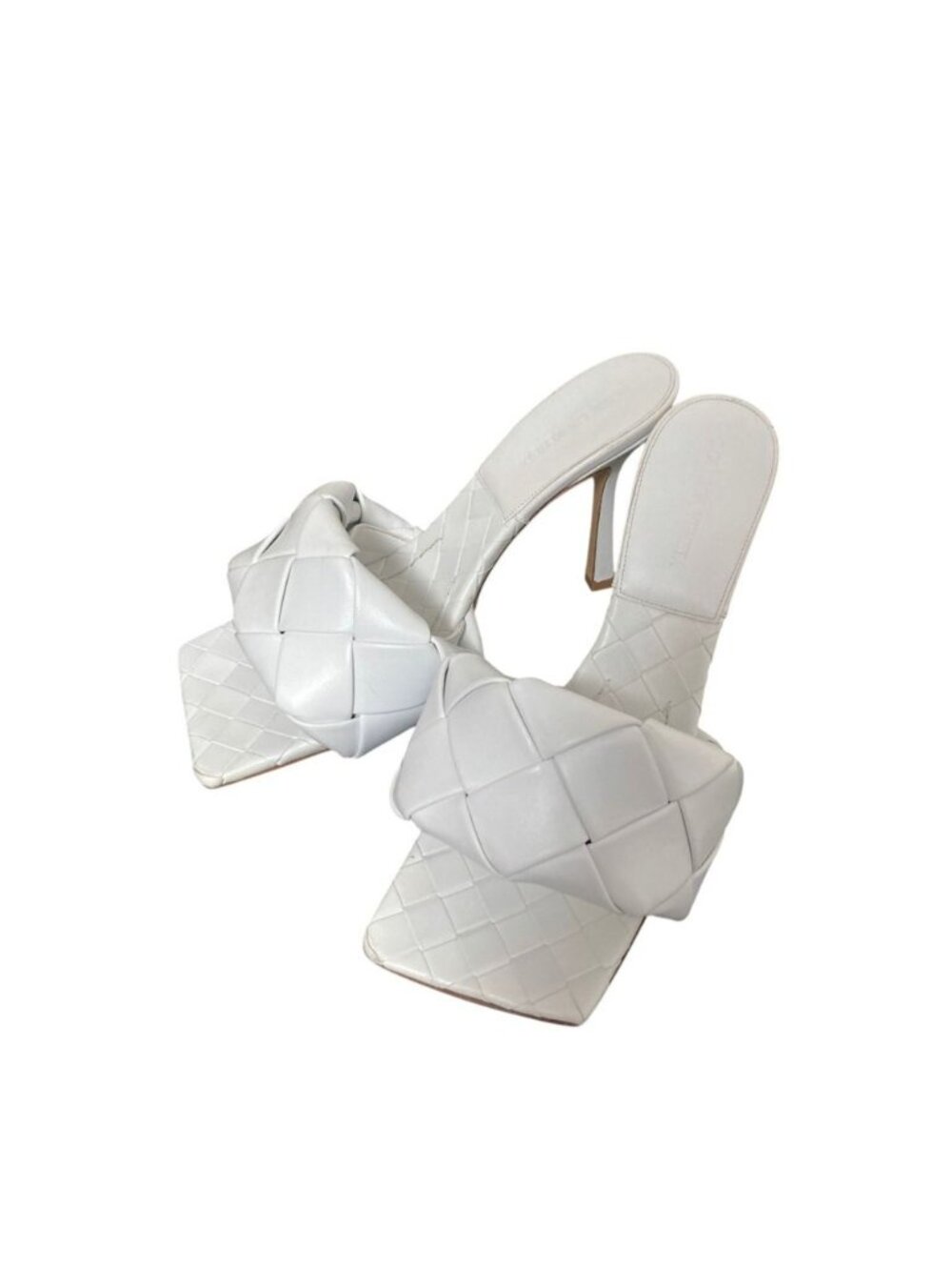 Bottega Veneta Lido Maxi Intrecciato Leather Sandals White Spring
